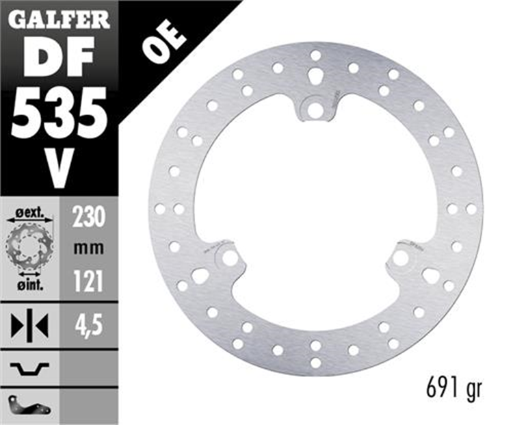 DISCO FRENO MOTO GALFER N MAX 230X121 4,5 MM 3T ( NG 1575)